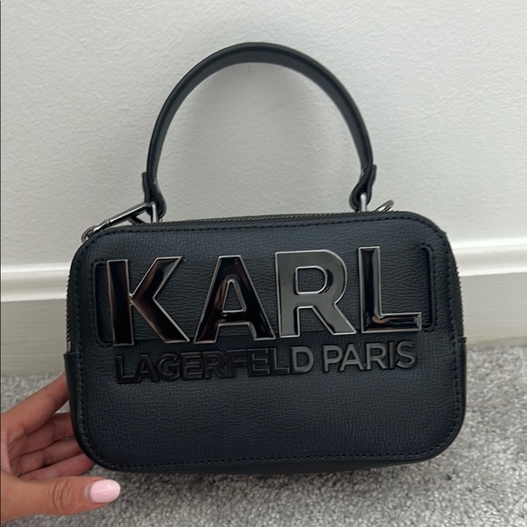 Karl Lagerfeld Black Mini Bag with Glossy Logo - Picture 1 of 1
